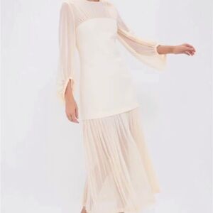 Tuckernuck Elegant Cream Long Sleeve Dress